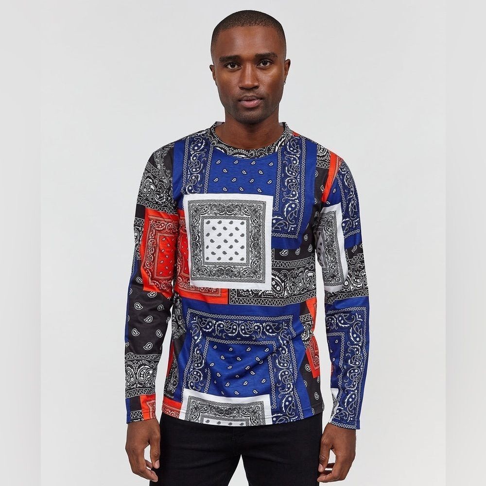 Reason Flag Bandana Print Long Sleeve Tee
